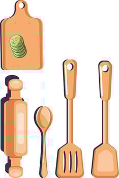 Kitchen set vector color illustration.