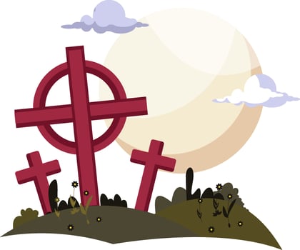 Cemetary halloween cartoon vector illustration on white background.