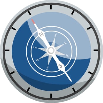 Blue and gray compass vector illustration on white background