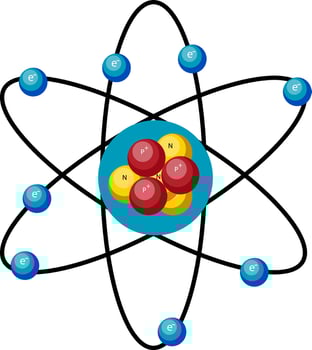 Simple atom design vector illustration on white background.