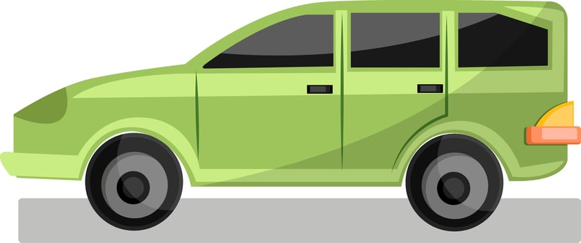 Light green family car vector illustration on white background.