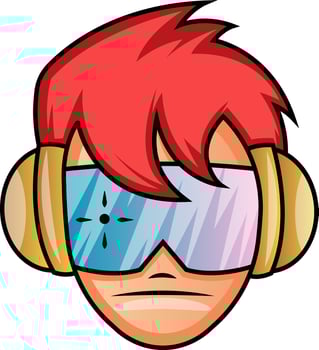 Boy wearing futuristic glasses illustration vector on white background