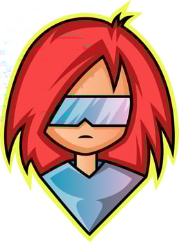 Girl from the future as a gaming logo  illustration vector on white background