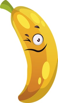 Banana winks illustration vector on white background