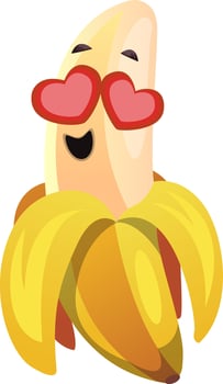 Banana in love illustration vector on white background