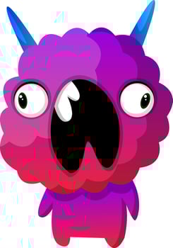 Purple monster with mouth wide opened illustration vector on white background