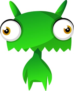 Green cute monster illustration vector on white backgroundPrint