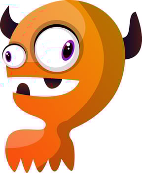 Orange monster with horns illustration vector on white background