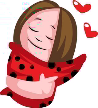 Little teenage girl in love illustration vector on white background