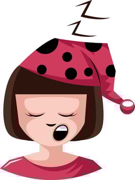 Girl is very sleepy ready for bed illustration vector on white background