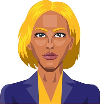 Girl with yellow hair and eyebrows illustration vector on white background