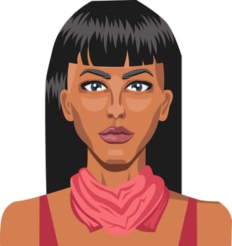 Beautiful girl with long black hair illustration vector on white background
