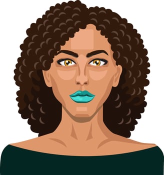 Pretty girl with curly hair illustration vector on white background