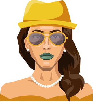 Pretty girl wearing yellow hat and glasses illustration vector on white background