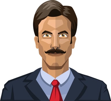 Man with mustaches and short black hair illustration vector on white background