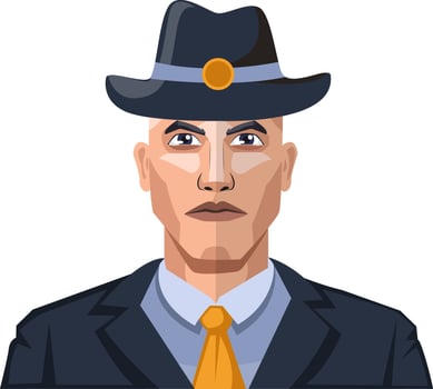 Handsome guy wearing a hat and a tie illustration vector on white background