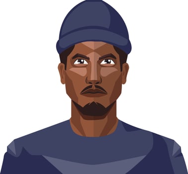 African guy wearing blue hat illustration vector on white background