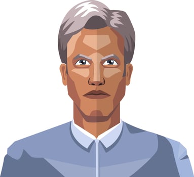 Older man with grey hair illustration vector on white background