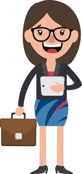 Cartoon lawyer holding a tablet illustration vector on white background