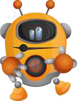 Yellow robot showing his power button illustration vector on white background
