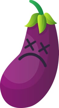Unconscious cartoon eggplant illustration vector on white background
