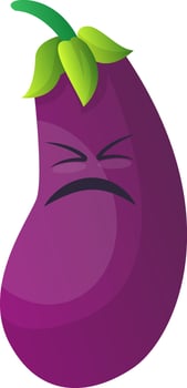 Scared cartoon eggplant illustration vector on white background