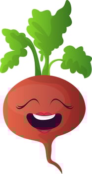 Happy red turnip with green leaf illustration vector on white background