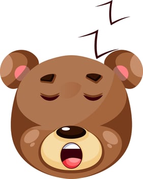 Brown grizzly bear sleeping, illustration, vector on white background.