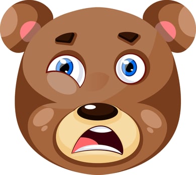 Bear is feeling disappointed, illustration, vector on white background.