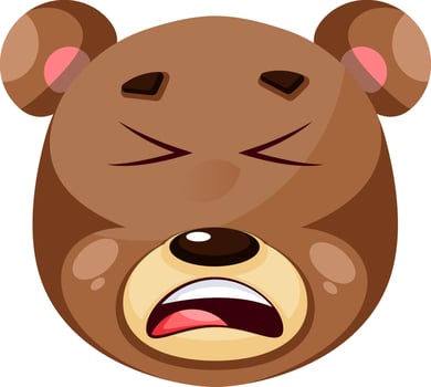 Bear is feeling annoyed, illustration, vector on white background.