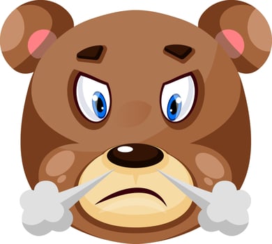 Bear is feeling frustrated, illustration, vector on white background.