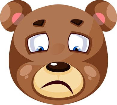 Bear is feeling sad, illustration, vector on white background.
