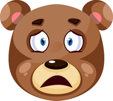Bear is feeling upset, illustration, vector on white background.
