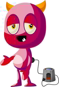 Devil on charging, illustration, vector on white background.
