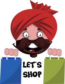 Indian male character shopping vector