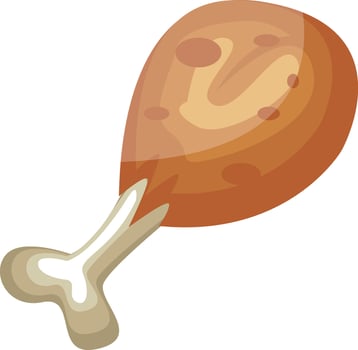 Chicken leg piece vector color illustration.