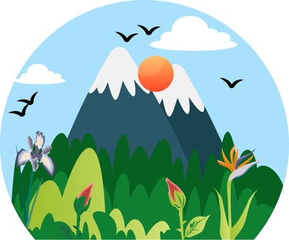 Beautiful nature in the mountains illustration vector on white background