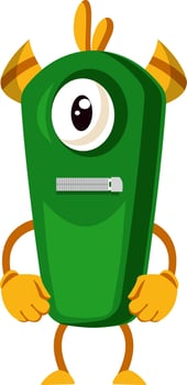 Scared monster, illustration, vector on white background.