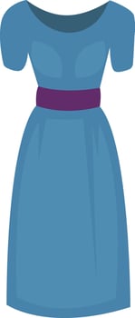Woman blue dress, illustration, vector on white background