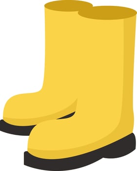 Yellow rain boots, illustration, vector on white background