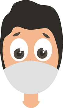 Man with medical mask, illustration, vector on white background