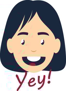 Girl saying yes, illustration, vector on white background