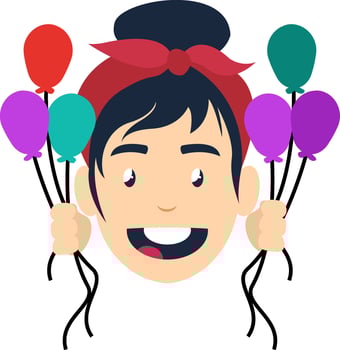 Girl with balloons, illustration, vector on white background