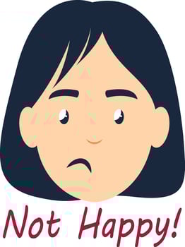 Girl is not happy, illustration, vector on white background