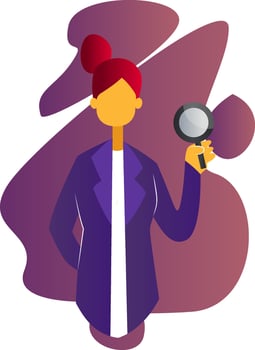 Pinkish modern vector illustration of a female doctor on white background