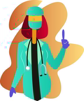 Minimalistic colorful female surgeon vector character illustration on a white background