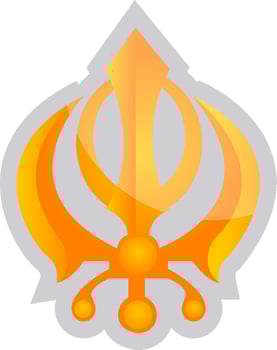 Yellow symbol of a Sikhism religion vector illustration on a white background