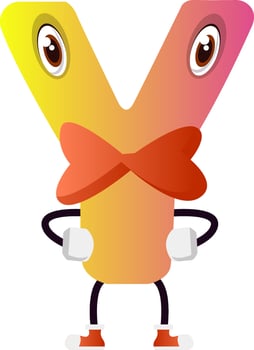 Yellow letter Y with bowtie vector illustration on white background