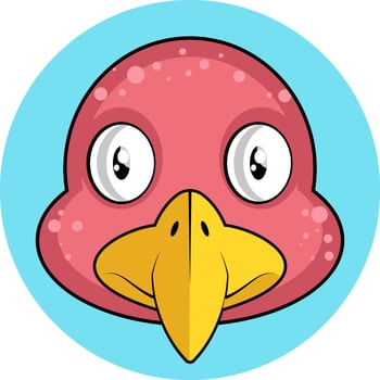 Cartoon pink bird with yellow beak vector illustration on white background