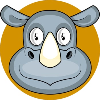 Cute cartoon grey rhino vector illustration on white background